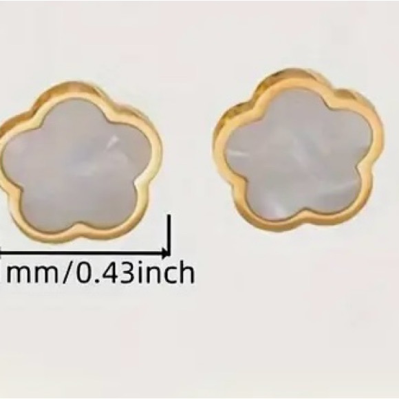 Three Piece White Clover Set ( Stainless Steel Gold Plated) - Picture 2 of 7